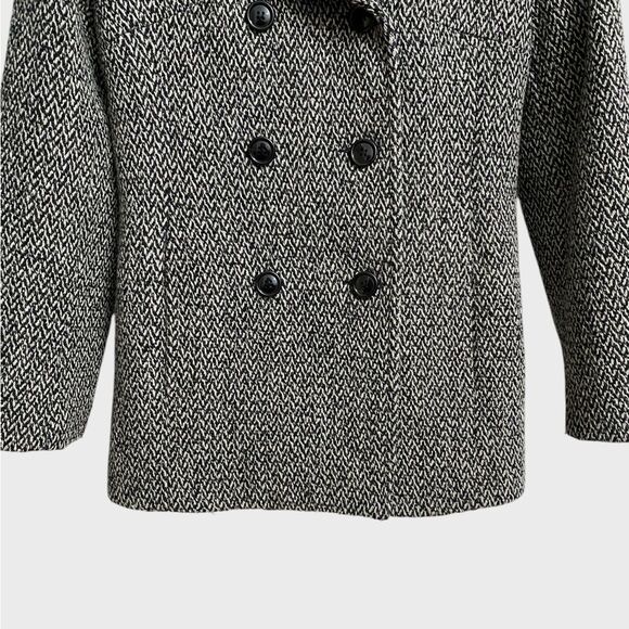 Vintage Paul Levy Women's Herringbone Pea Coat Size M Wool Grey Jacket Old Money - Picture 8 of 15